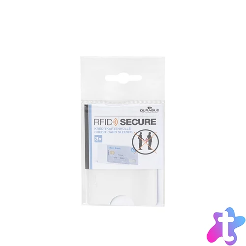 Bankkártya tok 54x86mm, 1 db-os RFID védelem 3 db/csomag, Durable