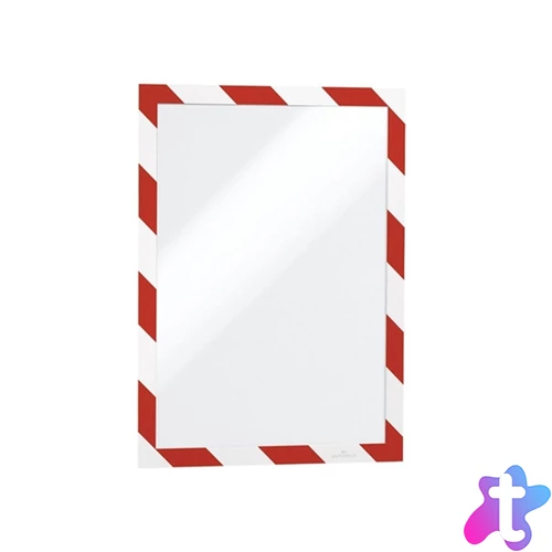 Infókeret A4, öntapadó mágneses záródás 2 db/csomag, Durable Duraframe® Security, piros/fehér