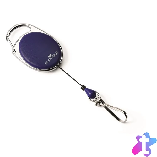 Névjegykártyatartó kihúzható karabineres, Durable with Snap Hook sötétkék