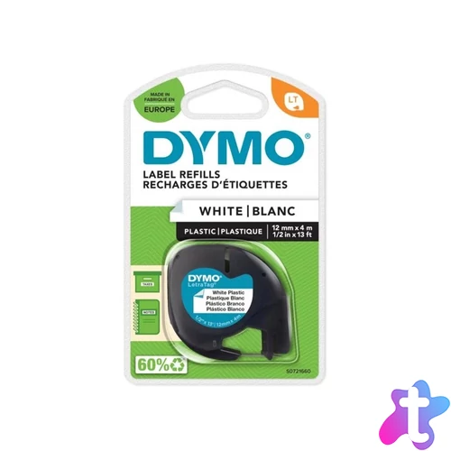 Feliratozógép szalag Dymo Letratag S0721660/59422 12mmx4m ORIGINAL fehér