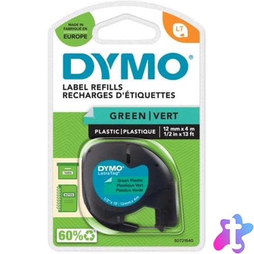 Feliratozógép szalag Dymo Letratag S0721640/59425 12mmx4m, ORIGINAL, zöld 