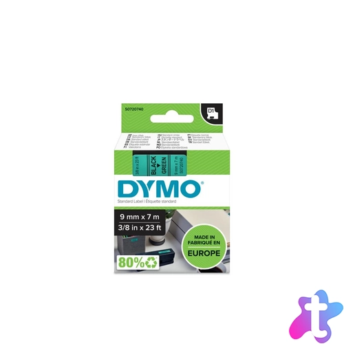 Feliratozógép szalag Dymo D1 S0720740/40919 9mmx7m, ORIGINAL, fekete/zöld 