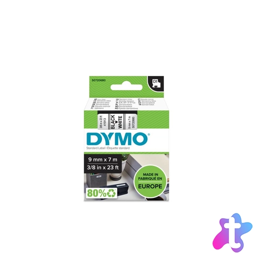 Feliratozógép szalag Dymo D1 S0720680/40913 9mmx7m, ORIGINAL, fekete/fehér 