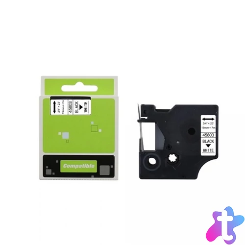 Feliratozógép szalag kompatibilis Dymo S0720830/45803 19mmx7m ECO fekete/fehér