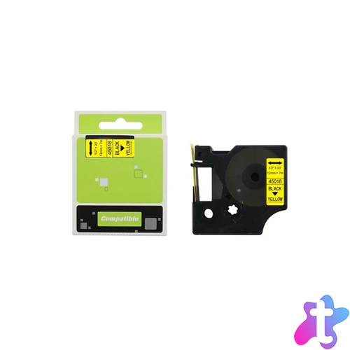 Feliratozógép szalag kompatibilis Dymo D1 S0720580/45018 12mmx7m ECO fekete/sárga