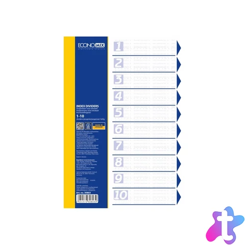 Elválasztólap, A4, prespán mintás 160 micron, 10 részes, PP Economix