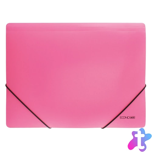 Gumis mappa A4, PP prespánmintás, Economix rózsaszín