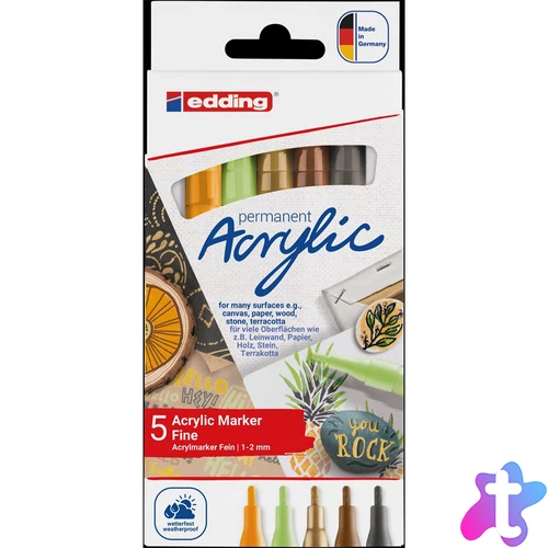 Akril marker 1-2mm, kerek Edding 5300/5, 5 natúr klf.szín