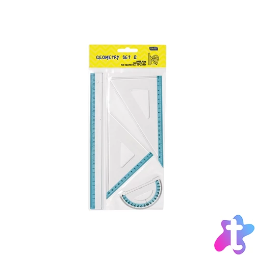 Vonalzókészlet, 30 cm egyenes vonalzó, szögmérő, 45° 13 cm és 60°, 18 cm háromszög vonalzó, 4 db/bliszter Educa