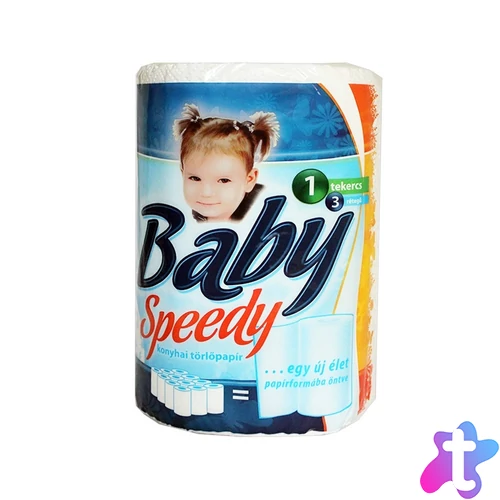 Háztartási papírtörlő kéztörlő 3 rétegű 100 lap/tekercs egyesével csomagolt Baby Speedy fehér