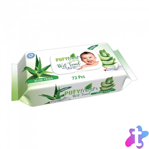 Nedves törlőkendő 72 lap/csomag Pufy Fresh