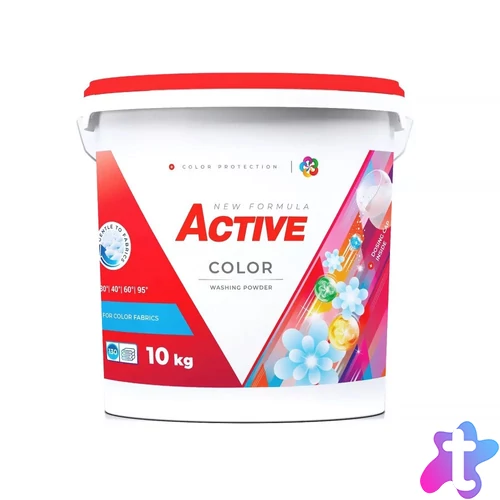 Mosópor 10 kg (130 mosás) vödrös színes ruhákhoz Active Color