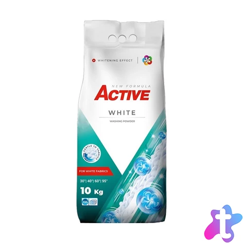 Mosópor 10 kg (130 mosás) zsákos fehér ruhákhoz Active White
