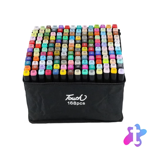 Kétvégű kreatív marker készlet, 168 klf.szín