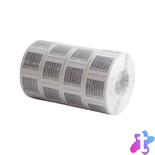 Etikett címke áruvédelmi (RF címke) álvonalkóddal 40x40mm, tekercses 1000 címke/tekercs