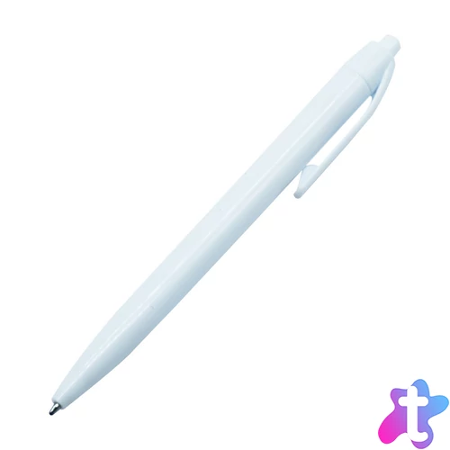 Golyóstoll nyomógombos műanyag fehér test, Leopard, írásszín kék