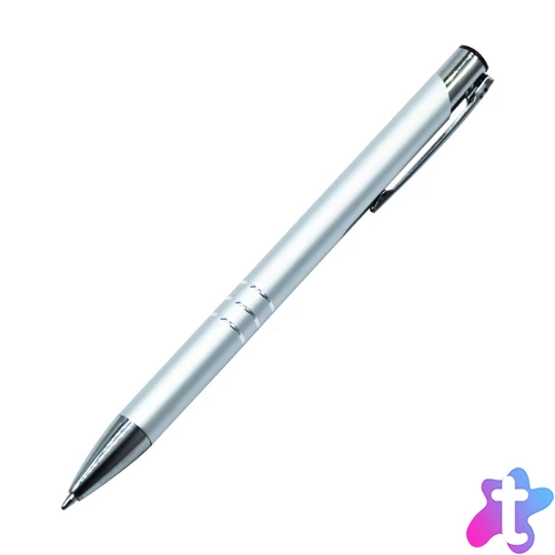 Golyóstoll nyomógombos fém ezüst test, Channel, írásszín kék