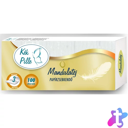 Papírzsebkendő 3 rétegű 100 db/csomag Kék Pille mandulatej