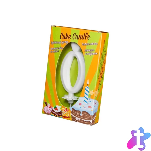 Számgyertya csomagolt 0 fehér