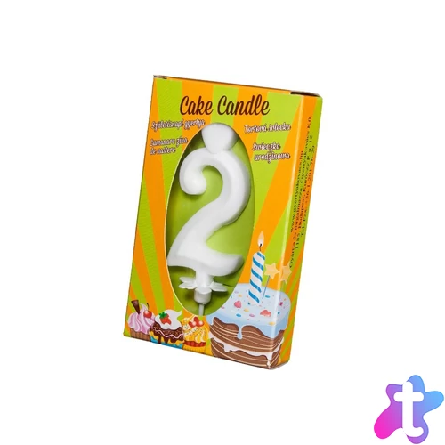 Számgyertya csomagolt 2 fehér