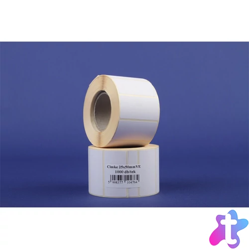Etikett címke vellum 25x50mm, tekercses, 1000 címke/tekercs fehér
