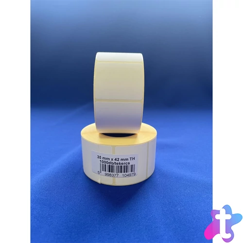 Etikett címke thermo, 35x42mm, tekercses, 1000 címke/tekercs fehér