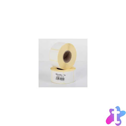 Etikett címke thermo, 38x43mm, tekercses, 1000 címke/tekercs fehér