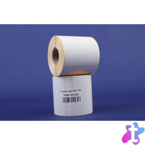 Etikett címke thermo, 60x100mm, tekercses, 1000 címke/tekercs fehér