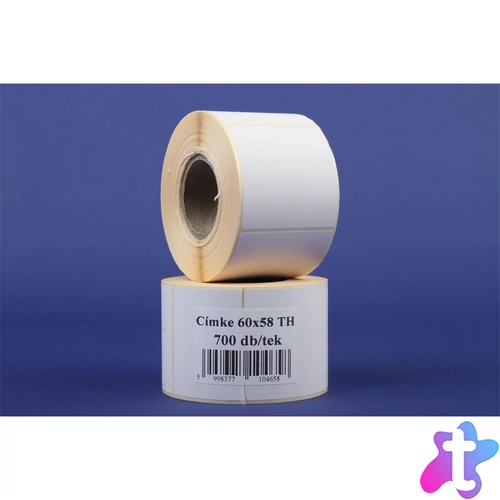 Etikett címke thermo, 60x58mm, tekercses, 700 címke/tekercs fehér