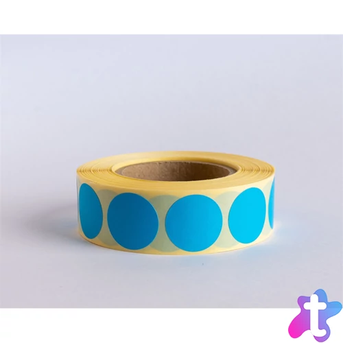 Etikett címke, 20mm, körcímke tekercses, 1000 címke/tekercs ciánkék