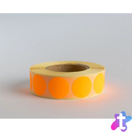 Etikett címke, 20mm, körcímke tekercses, 1000 címke/tekercs fluo narancs
