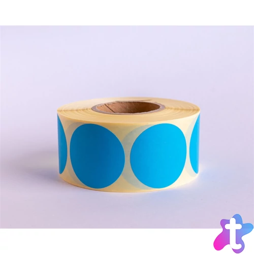 Etikett címke, 38mm, körcímke tekercses, 1000 címke/tekercs ciánkék