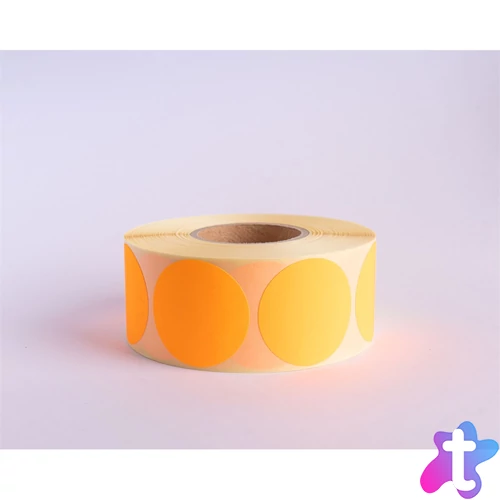 Etikett címke, 38mm, körcímke tekercses, 1000 címke/tekercs fluo narancs