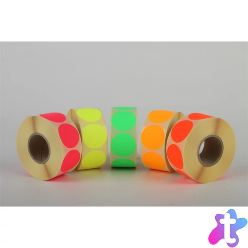 Etikett címke, 38mm, körcímke tekercses, 1000 címke/tekercs fluo pink