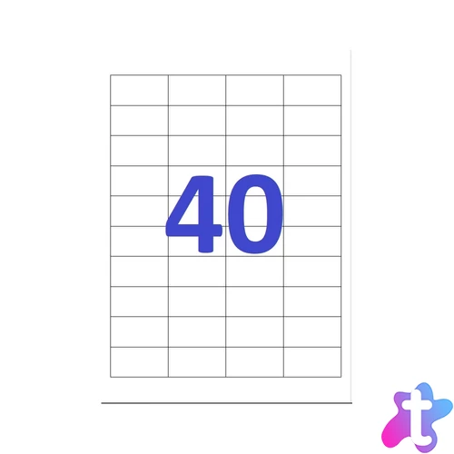 Etikett címke, 48,5x25,4mm, 100 lap, 40 címke/lap