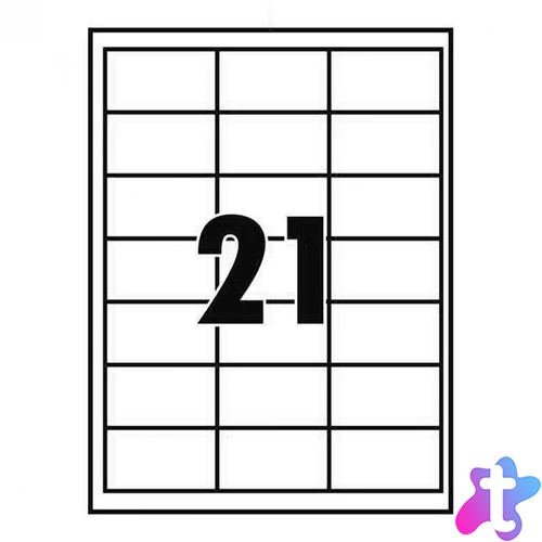 Etikett címke, 63,5x38,1mm, 100 lap, 21 címke/lap