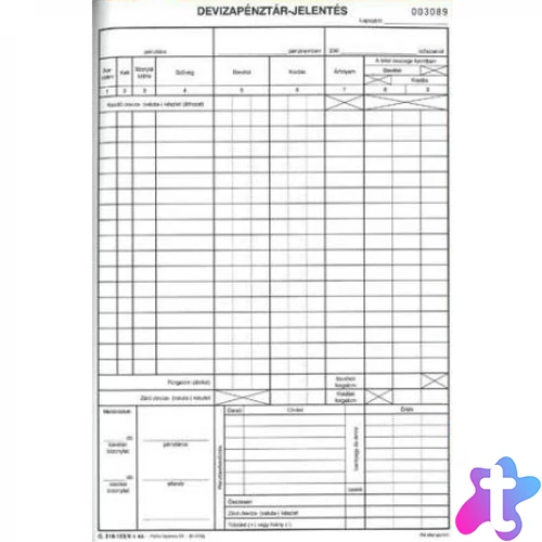 Deviza pénztárjelentés A4, álló 25x2lapos C.318-123/V Pátria