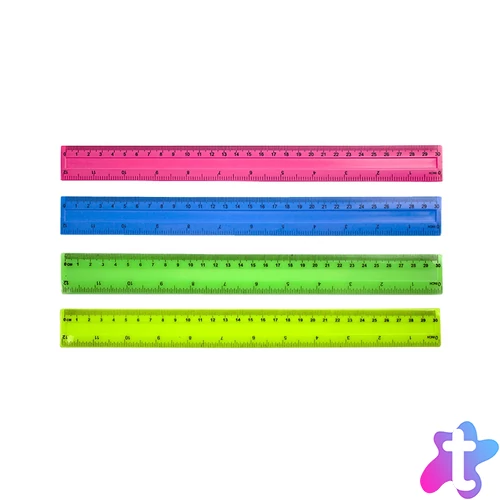 Vonalzó 30cm, műanyag piros