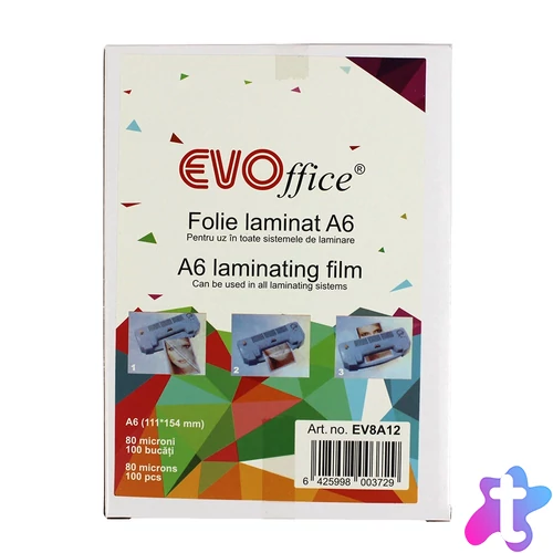 Lamináló fólia A6, 80 micron 100 db/doboz, Evo