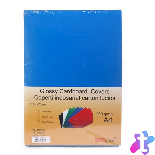 Hátlap, A4, 250 g. fényes 100 db/csomag, Evo kék