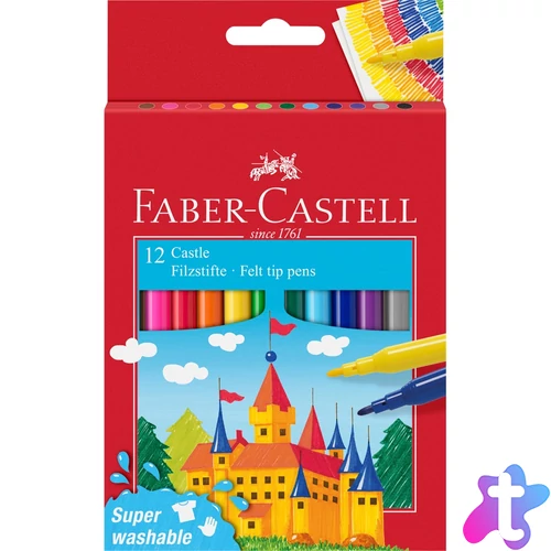 Rostirón, filctoll készlet kastélyos, Faber-Castell 12 klf. Szín