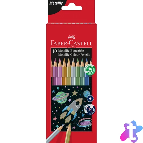 Színes ceruza készlet hatszögletű metál Faber-Castell 10klf. szín