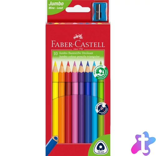 Színes ceruza készlet háromszögletű Jumbo Faber-Castell 10klf. szín