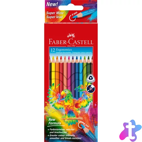 Színes ceruza készlet háromszögletű papagáj Faber-Castell  12klf. szín
