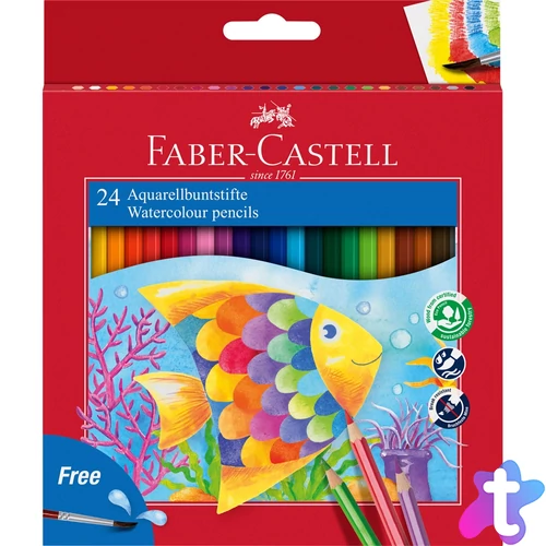 Színes ceruza készlet hatszögletű akvarell + ecset Faber-Castell 24klf. szín