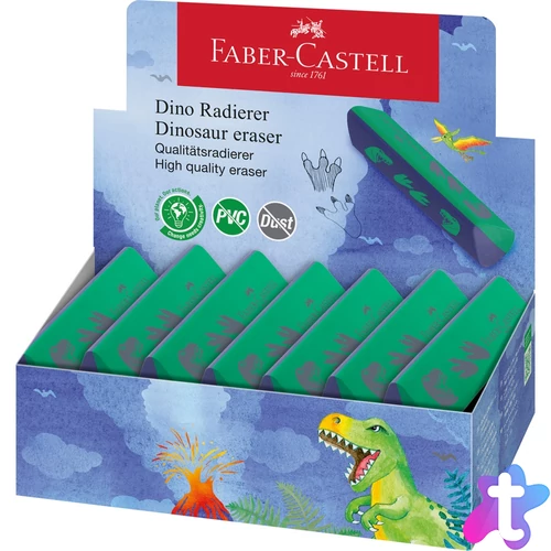 Radír háromszögletű pvc-forgácsmentes DINOSZAURUSZ Faber-Castell