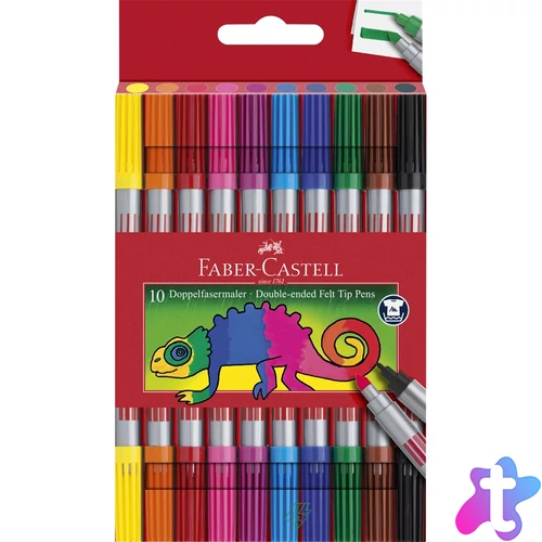 Rostirón, filctoll készlet, kétvégű Faber-Castell 10 klf. szín