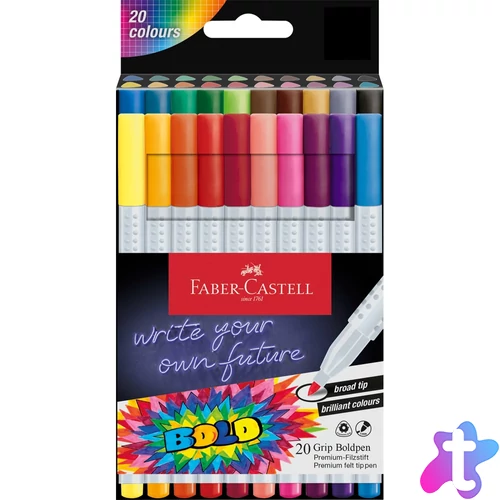 Rostirón, filctoll készlet, vastag GRIP Boldpen Faber-Castell 20 klf. szín