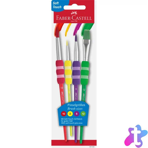 Ecsetkészlet, 2, 6, 10, 12, puha tapintású kerek/lapos végű Faber-Castell 4klf. testszín