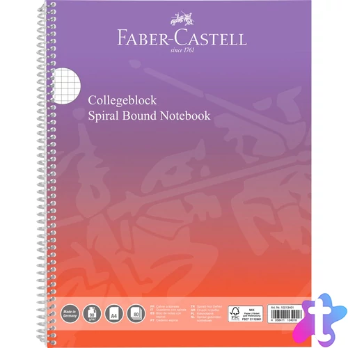 Spirálfüzet A4 80lap kockás színátmenetes borítással Faber-Castell piros-lila